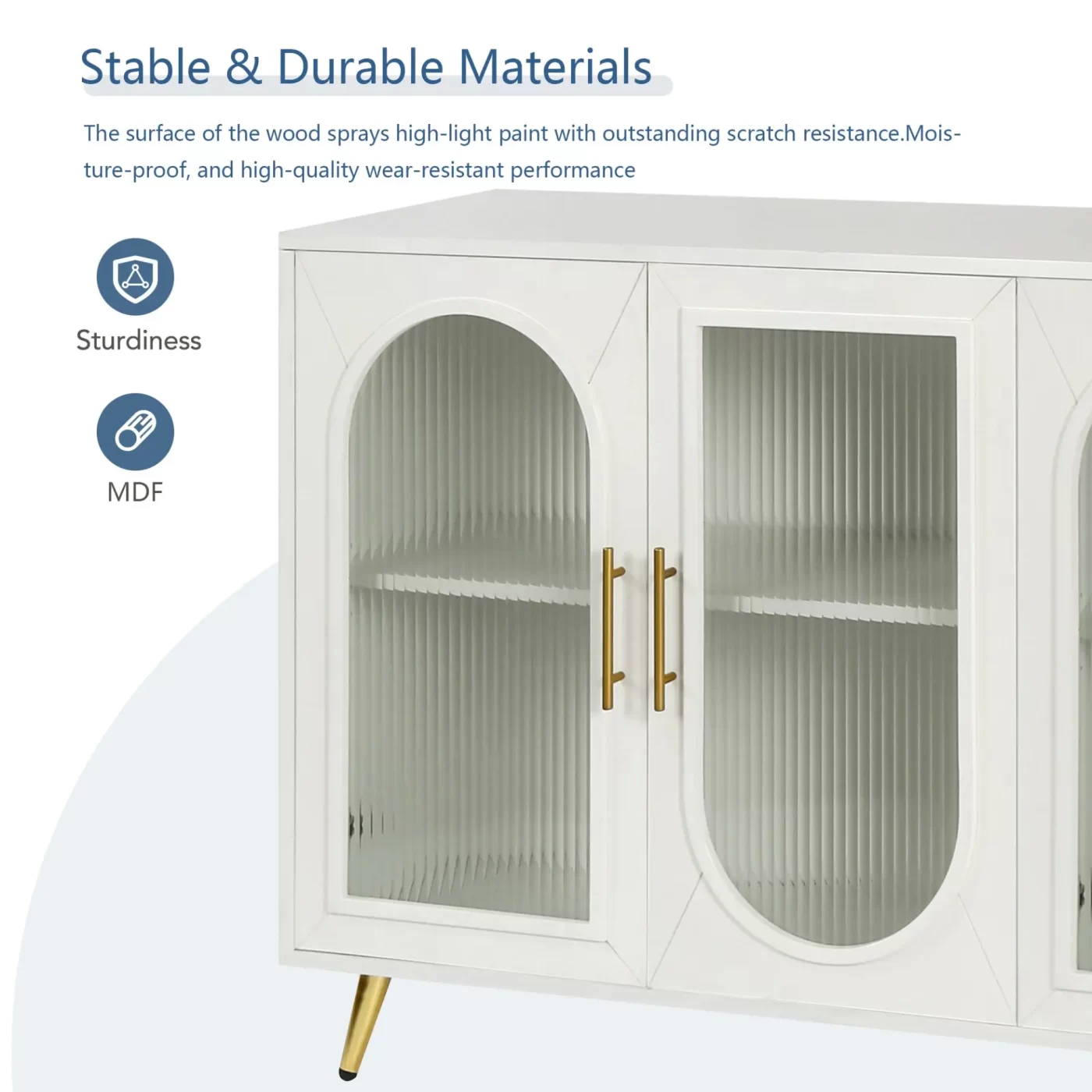 TV Stand for 65+ Inch TV, Wood TV Stand with Storage Cabinet & Adjustable Shelves, Media TV Console for Living Room Bedroom(White)