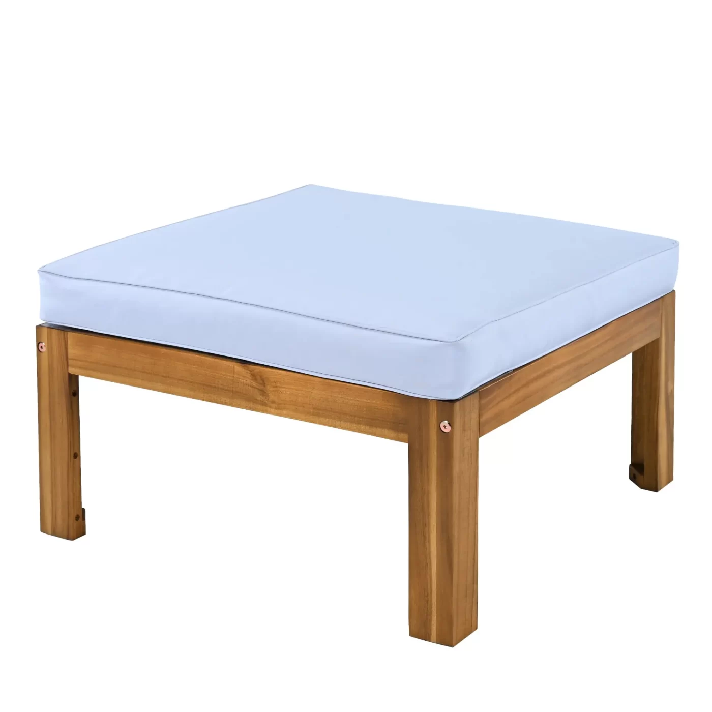 Outdoor Backyard Patio Wood 5-Piece Sectional Sofa Seating Group Set with Cushions, Natural Finish+ Gray Cushions