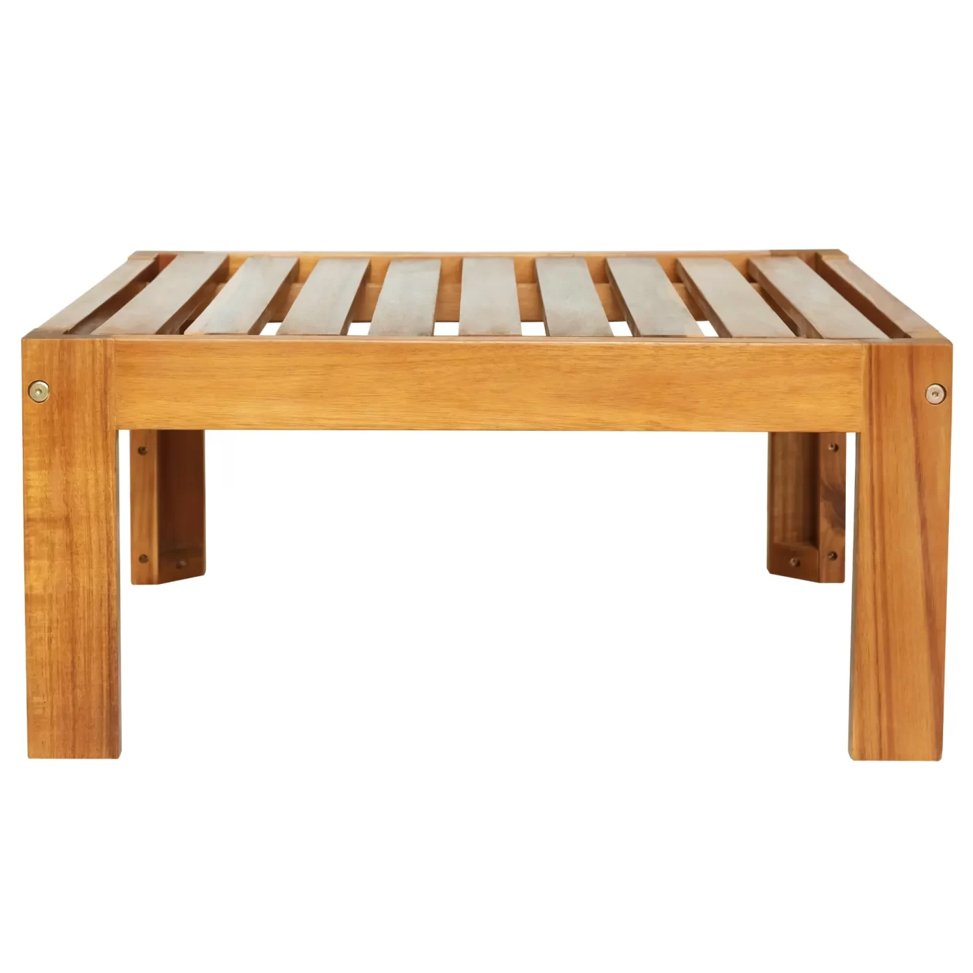 Outdoor Backyard Patio Wood 5-Piece Sectional Sofa Seating Group Set with Cushions, Natural Finish+ Gray Cushions