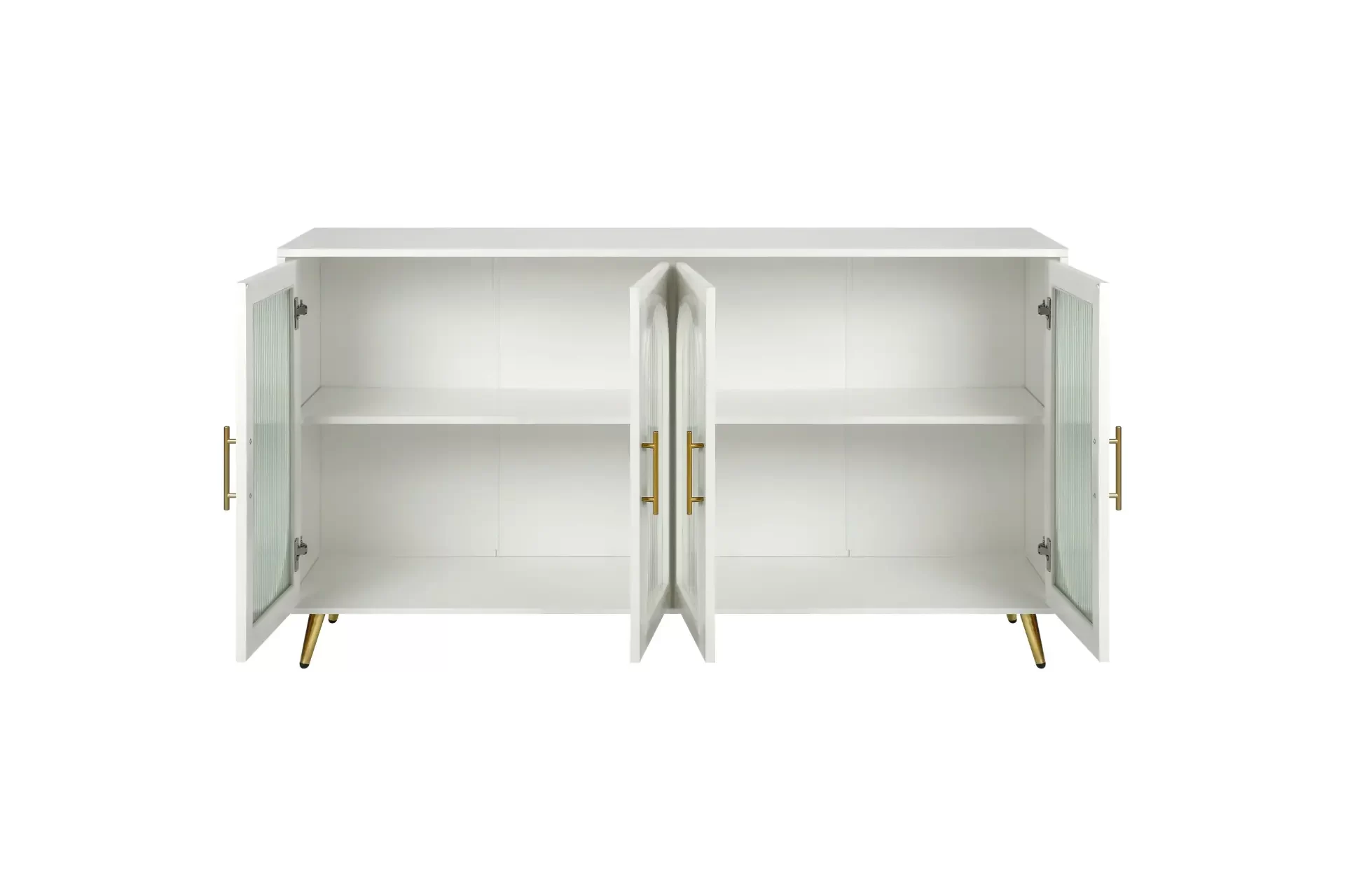 TV Stand for 65+ Inch TV, Wood TV Stand with Storage Cabinet & Adjustable Shelves, Media TV Console for Living Room Bedroom(White)