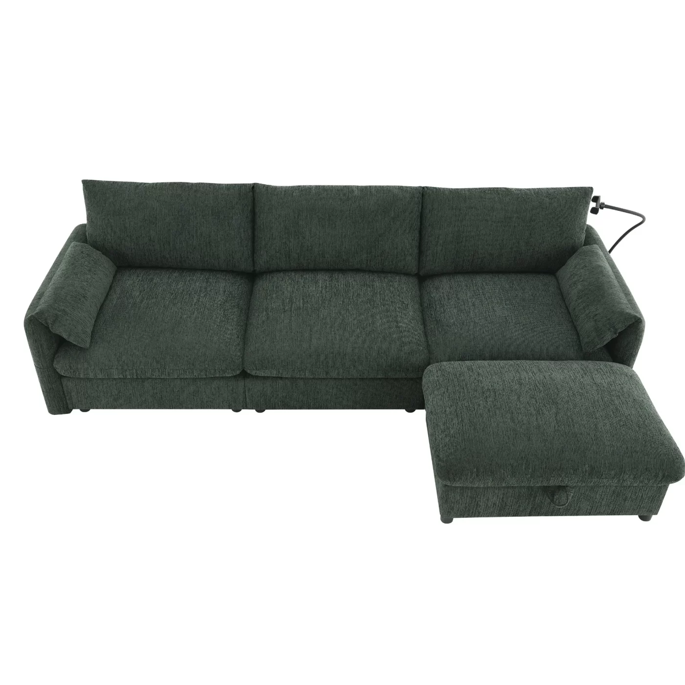 96.5'' Chenille Sectional Sofa with Storage Ottoman and Pockets,Adjustable Phone Holder,Wide Seat,4 Seat L Shaped Couch Set,Comfy Sofa with USB Charger for Living Room,Apartment,3 Colors