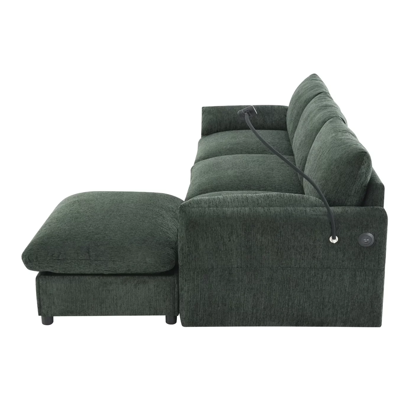 96.5'' Chenille Sectional Sofa with Storage Ottoman and Pockets,Adjustable Phone Holder,Wide Seat,4 Seat L Shaped Couch Set,Comfy Sofa with USB Charger for Living Room,Apartment,3 Colors