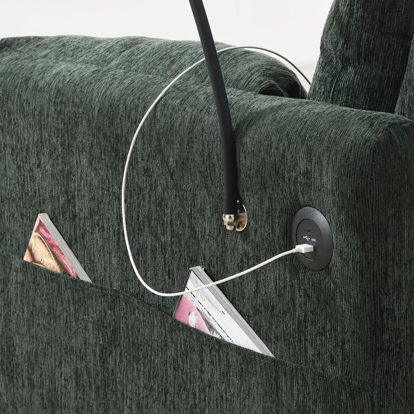 96.5'' Chenille Sectional Sofa with Storage Ottoman and Pockets,Adjustable Phone Holder,Wide Seat,4 Seat L Shaped Couch Set,Comfy Sofa with USB Charger for Living Room,Apartment,3 Colors