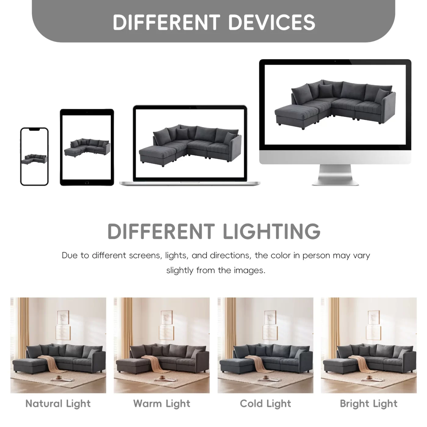 89*79' Modern Modular Sectional Sofa with Deep Seat,Vertical Stripes,5 Seat Corner Couch with Movable Ottoman,Throw Pillows,L-Shaped Comfy Cloud Indoor Furniture for Living Room,Apartment,3 Colors