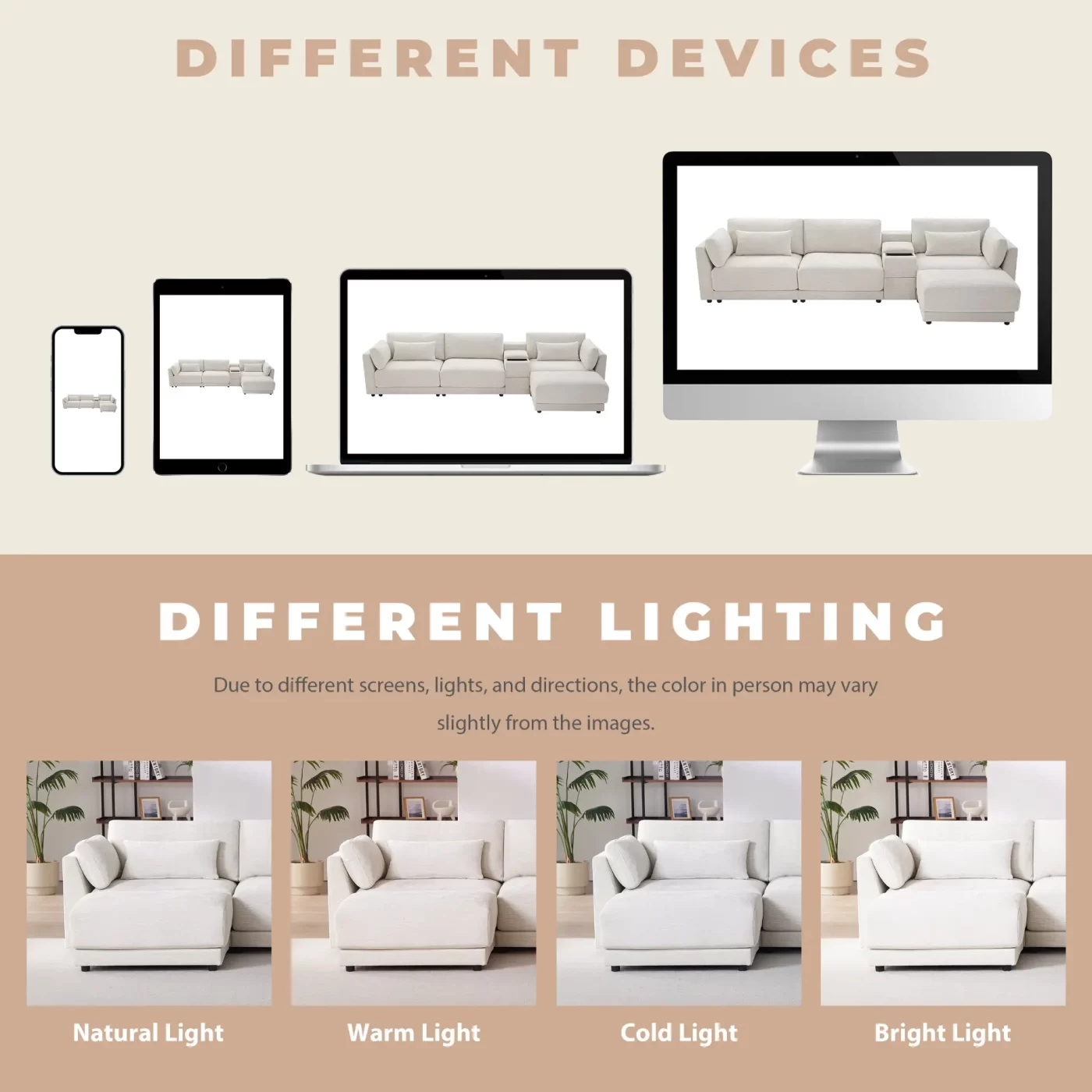 124'' Modular Sectional Sofa with Storage Console and Movable Ottoman,33'' Wide Seat,4 Seat L Shaped Chenille Couch,Reversible Comfy Sofa with USB Charger for Living Room,Apartment,2 Colors
