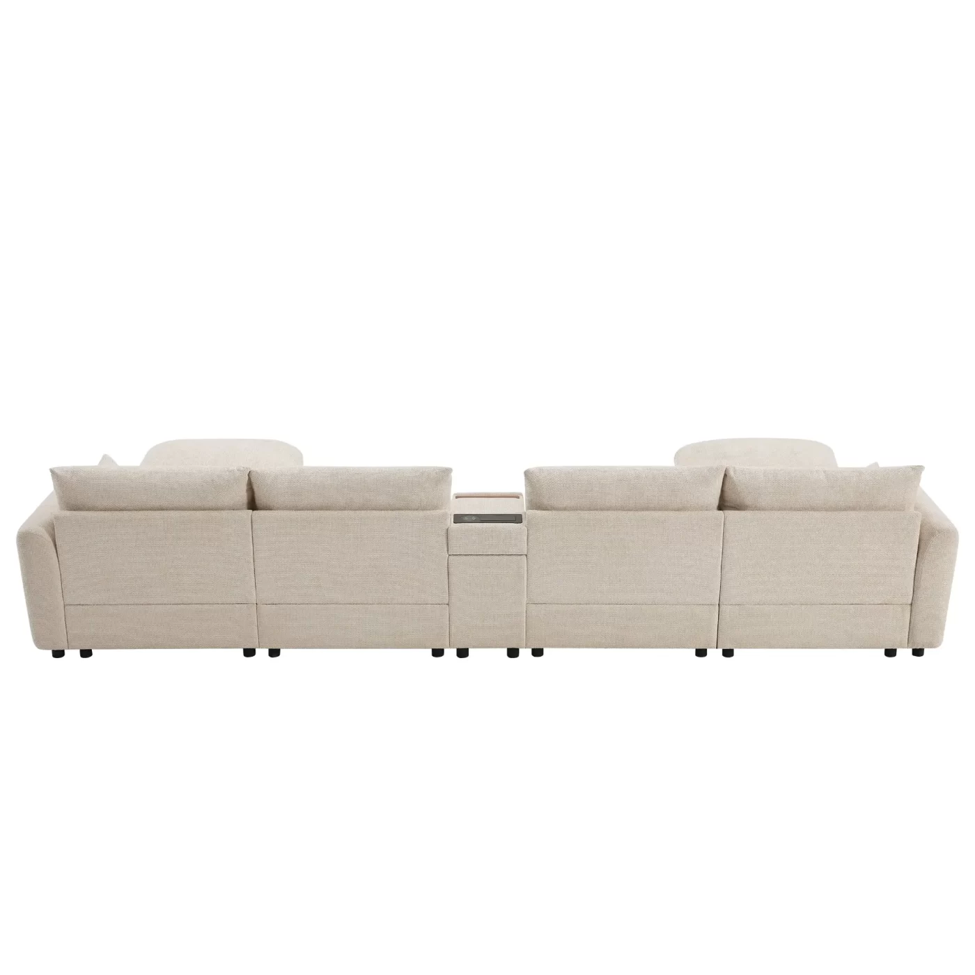 142'' Modular Sectional Sofa with Movable Storage Ottoman and Console,Cup Holder,Wide Seat,6 Seat U Shaped Couch,Oversized Chenille Sofa with USB Charger for Living Room,Apartment,2 Colors