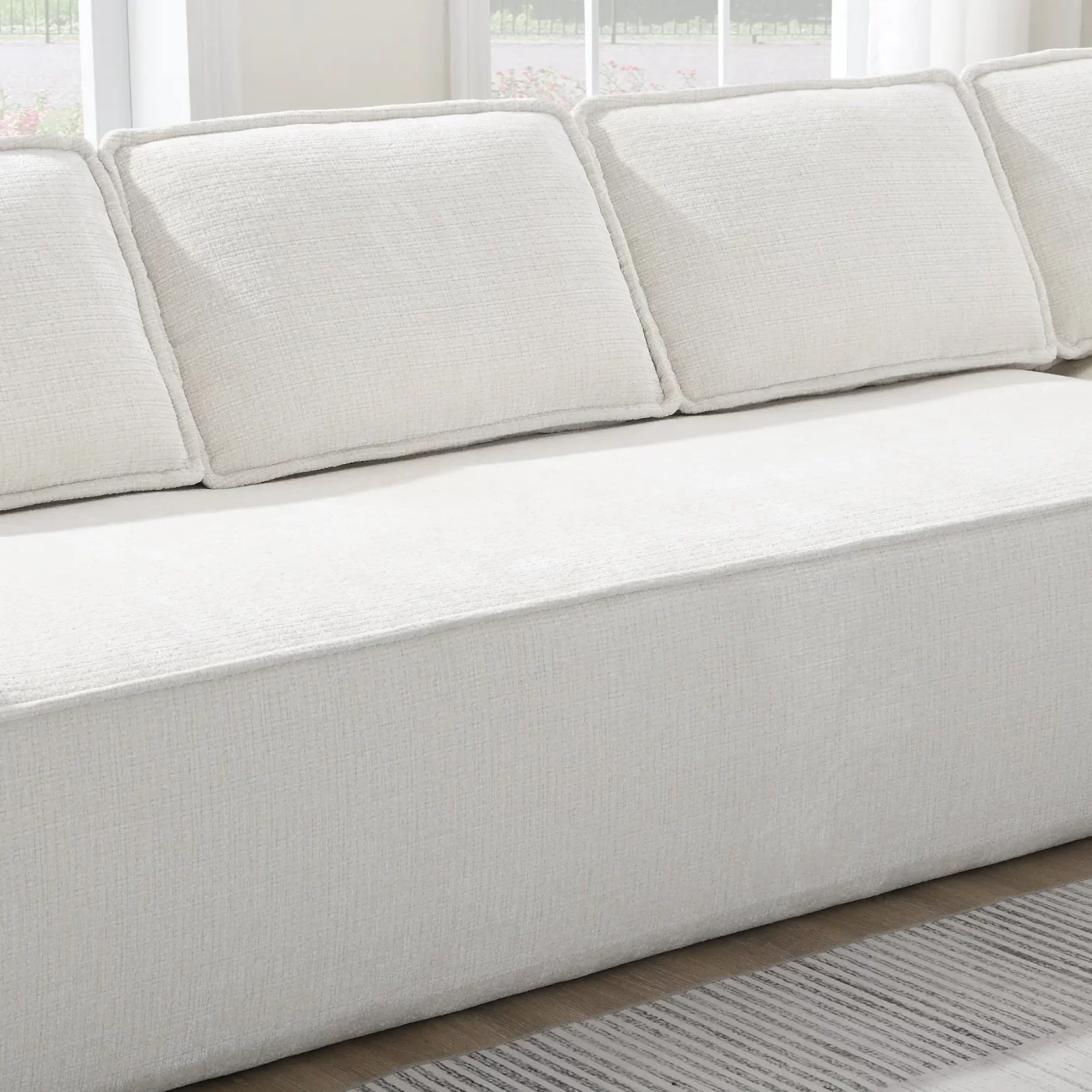 129.5' Minimalist Style Modular Sectional Sofa,6 Seat Wrinkle-resistant Chenille Couch Set,2 PC Free Combination,Modern L-Shaped Cloud Sofa Set for Living Room,No Assembly Require,3 Colors