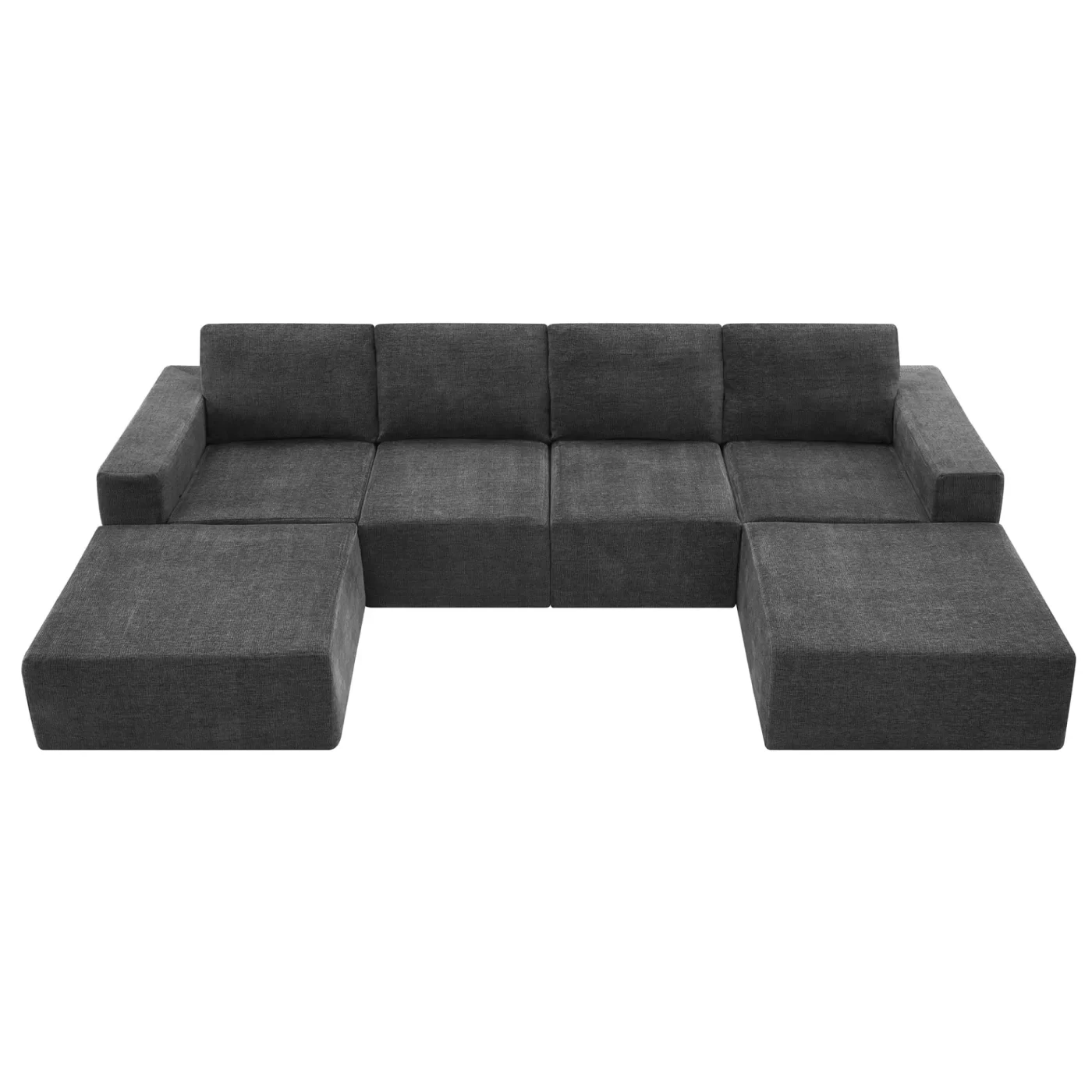 110*72' Modular U Shaped Sectional Sofa with Ottomans,Luxury Cloud Chenille Floor Couch with Deep Seat,No Assembly Required,Fully Compressed Upholstered Sofa for Living Room,Bedroom,3 Colors