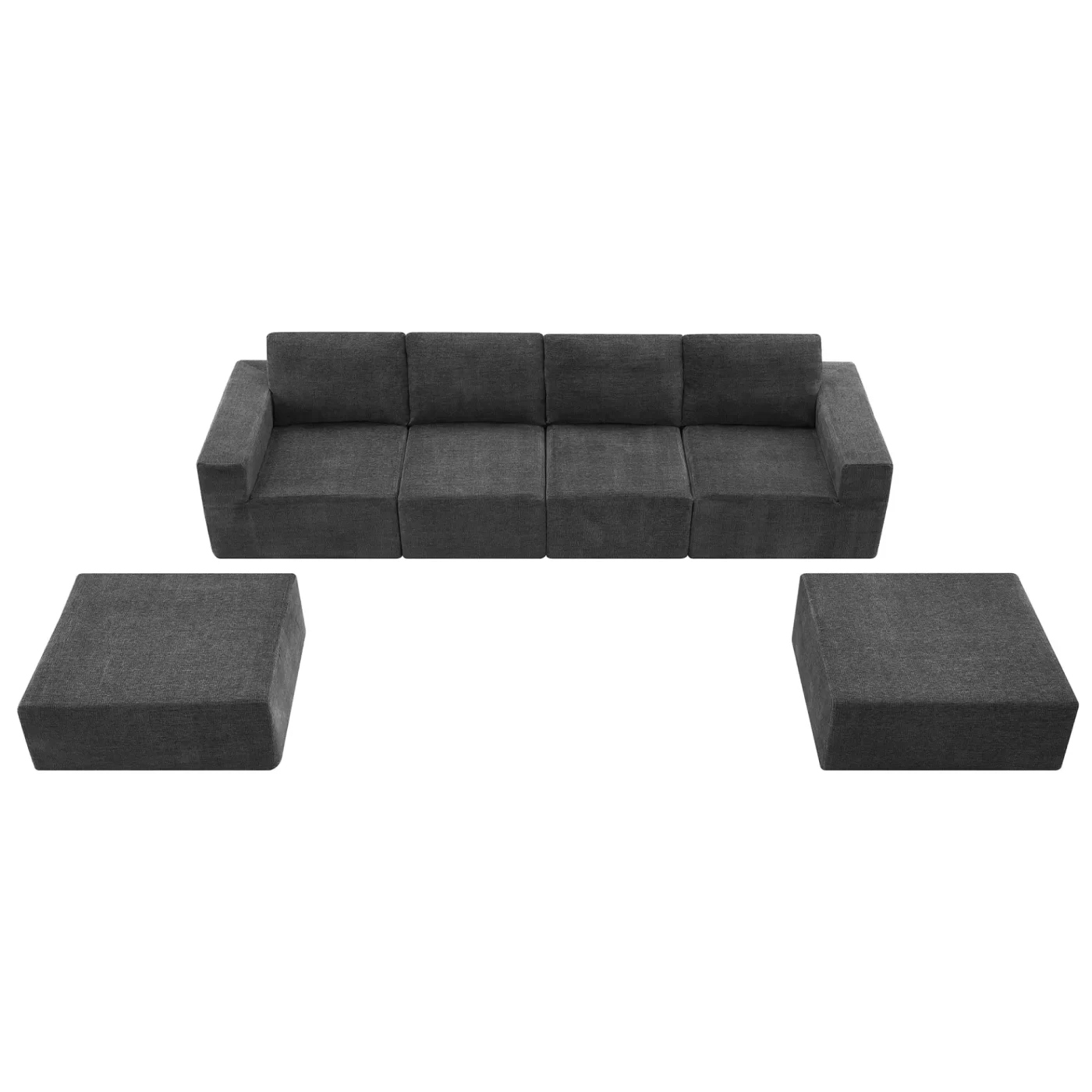 110*72' Modular U Shaped Sectional Sofa with Ottomans,Luxury Cloud Chenille Floor Couch with Deep Seat,No Assembly Required,Fully Compressed Upholstered Sofa for Living Room,Bedroom,3 Colors
