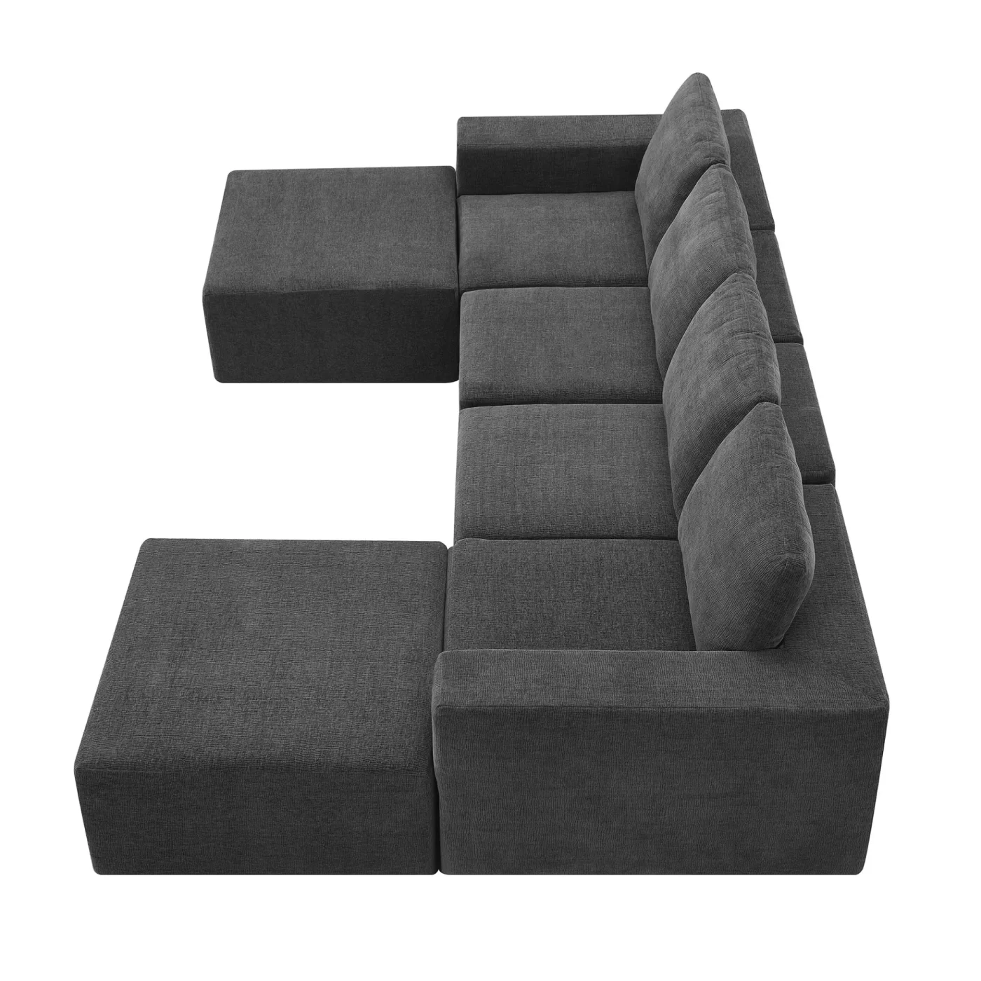 110*72' Modular U Shaped Sectional Sofa with Ottomans,Luxury Cloud Chenille Floor Couch with Deep Seat,No Assembly Required,Fully Compressed Upholstered Sofa for Living Room,Bedroom,3 Colors
