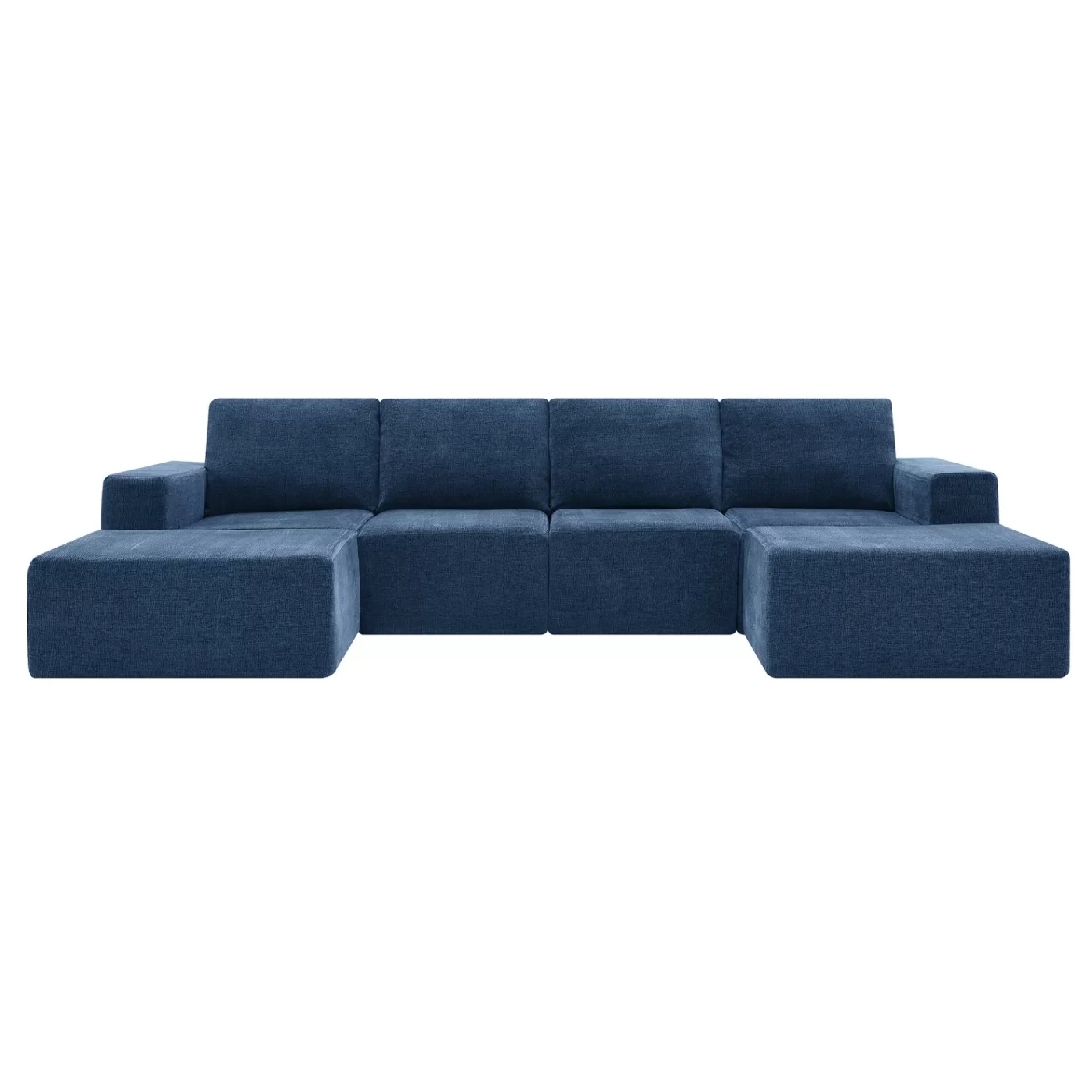 110*72' Modular U Shaped Sectional Sofa with Ottomans,Luxury Cloud Chenille Floor Couch with Deep Seat,No Assembly Required,Fully Compressed Upholstered Sofa for Living Room,Bedroom,3 Colors