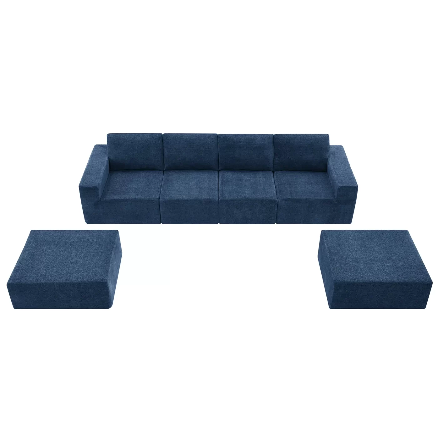110*72' Modular U Shaped Sectional Sofa with Ottomans,Luxury Cloud Chenille Floor Couch with Deep Seat,No Assembly Required,Fully Compressed Upholstered Sofa for Living Room,Bedroom,3 Colors