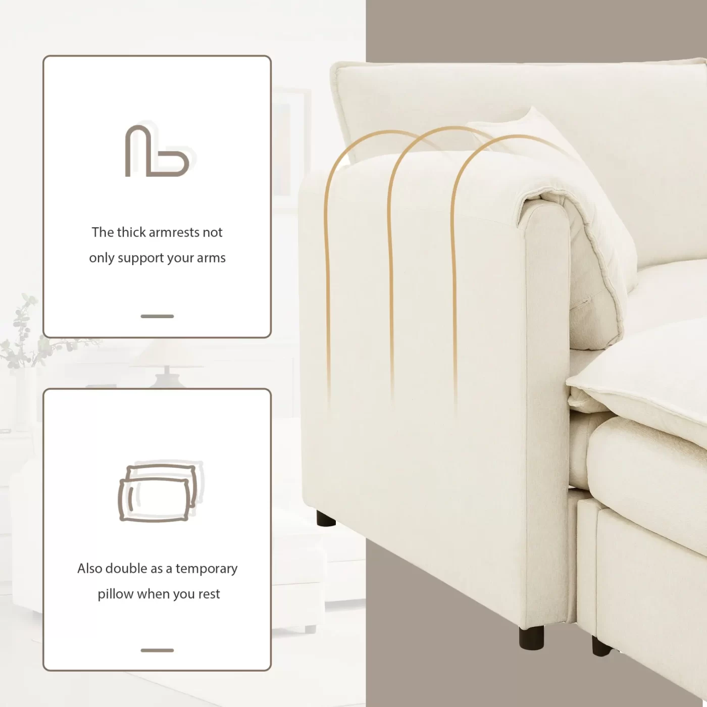 103.5' Chenille Modular Sectional Sofa with Deep and Wide Seat,L Shaped Cloud Couch Set with Double Cushions,4 Seat Sofa with Movable Ottoman,Oversized Indoor Furniture for Living Room,3 Colors