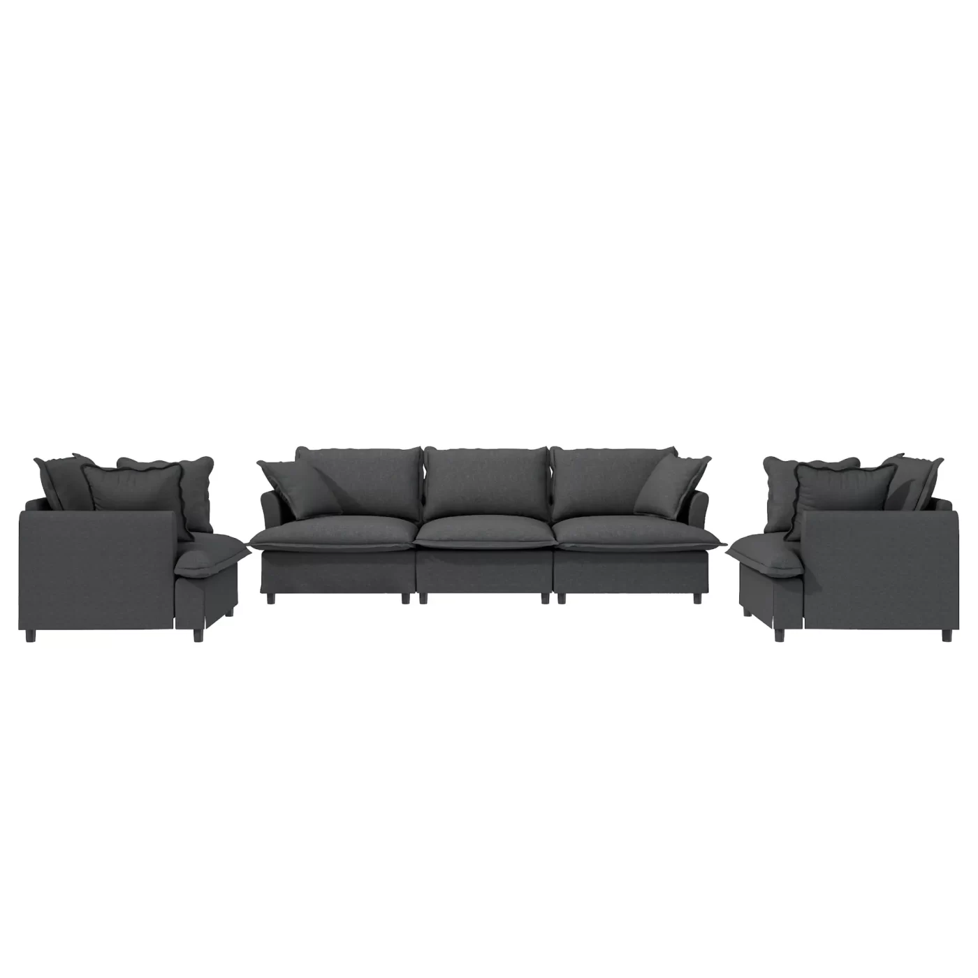 3 Piece Living Room Sofa Set,Modular Chenille Sectional Couch,Upholstered 3 Seater Sofa & 2 Armchairs,5 Seat Indoor Furniture Sets for Office,Bedroom,Apartment,2 Colors