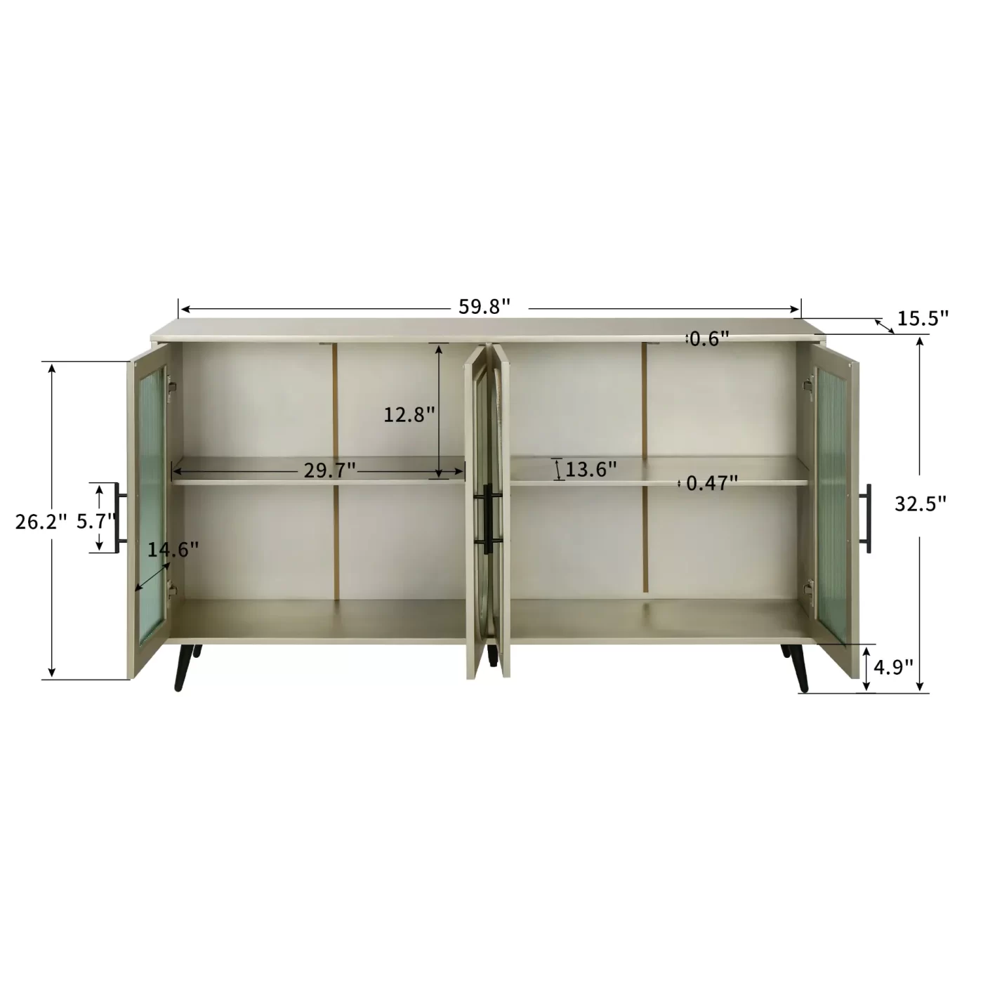 TV Stand for 65+ Inch TV, Wood TV Stand with Storage Cabinet & Adjustable Shelves, Media TV Console for Living Room Bedroom(Gold)