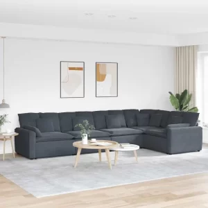 vidaXL Modular Sofa Dark Grey Velvet (100% polyester) L-shaped Modular