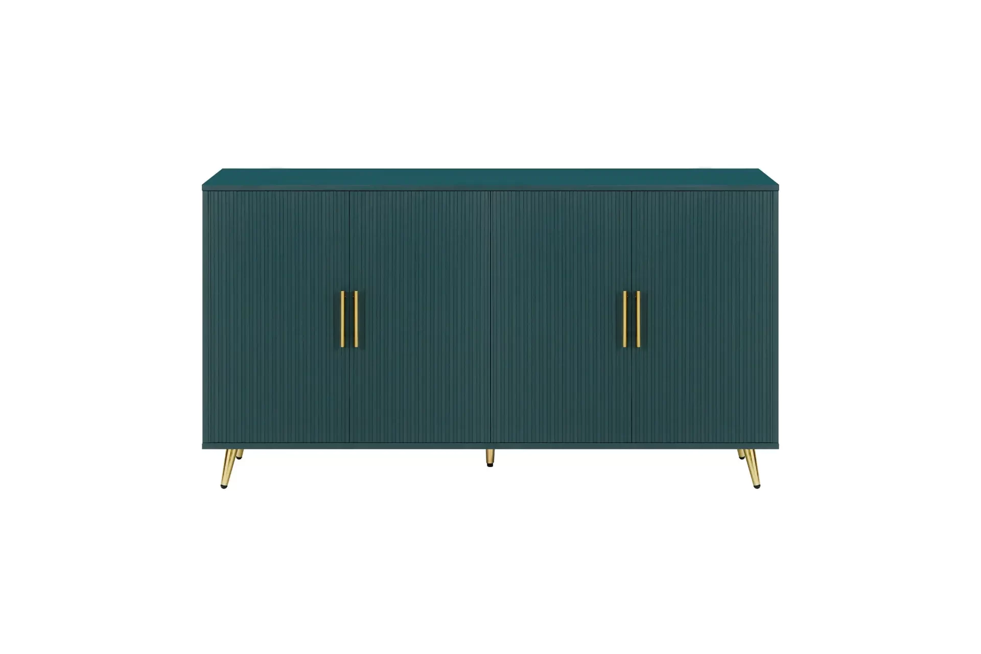 Wood TV Stand with Storage Cabinet & Adjustable Shelves, Media TV Console for Living Room Bedroom(Navy Blue)