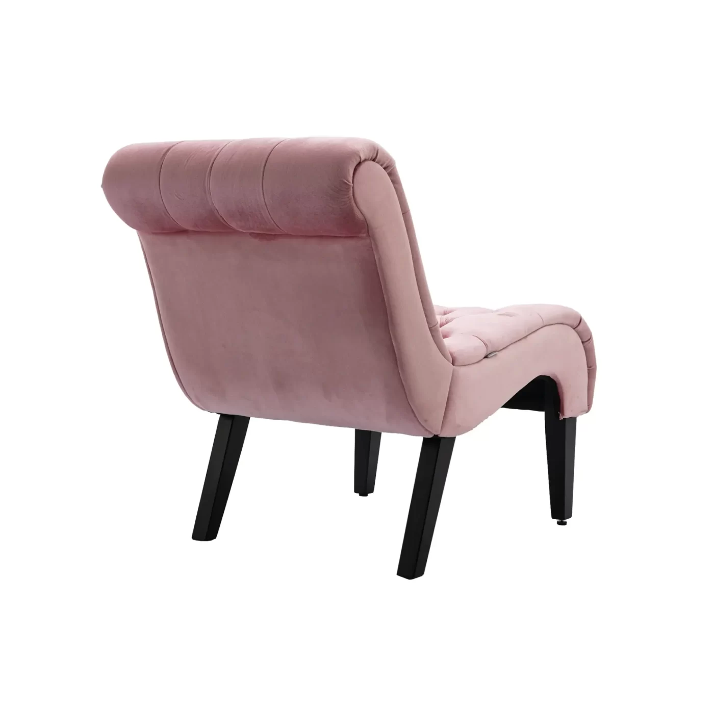 Modern Velvet Armless Accent Living Room Chair / Leisure Chair,Upholstered Fabric Button Comfortable Chair with Wooden Legs for Bedroom, Living Room, Office (Pink Velvet)