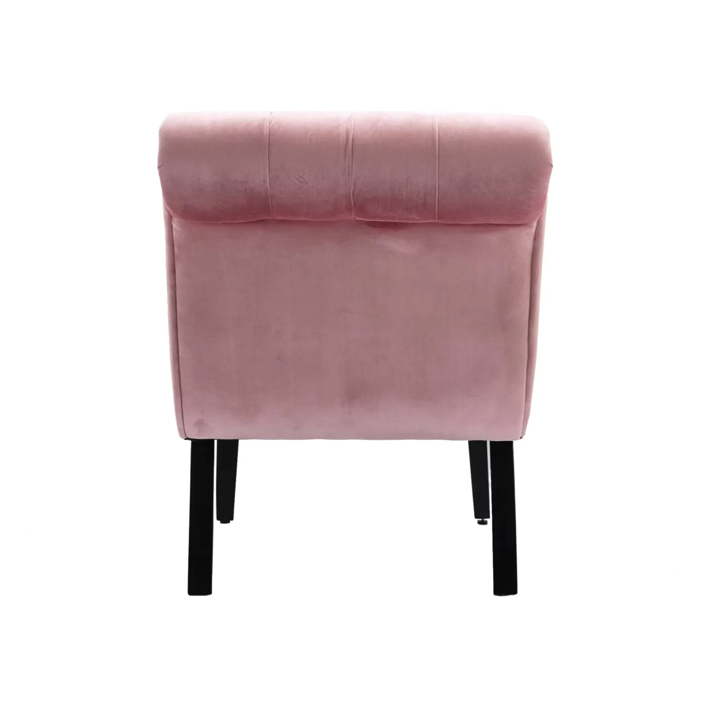 Modern Velvet Armless Accent Living Room Chair / Leisure Chair,Upholstered Fabric Button Comfortable Chair with Wooden Legs for Bedroom, Living Room, Office (Pink Velvet)