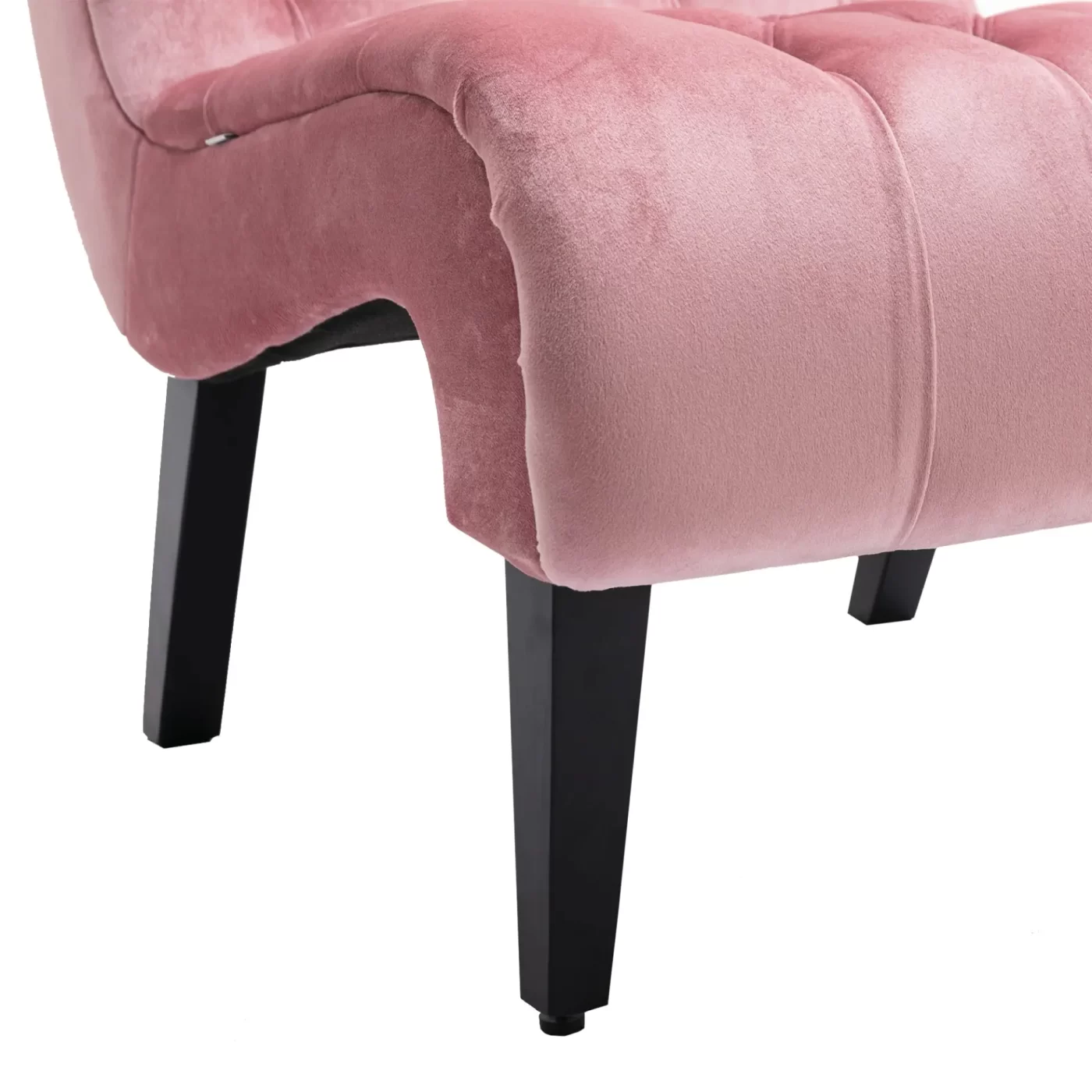 Modern Velvet Armless Accent Living Room Chair / Leisure Chair,Upholstered Fabric Button Comfortable Chair with Wooden Legs for Bedroom, Living Room, Office (Pink Velvet)
