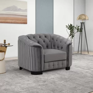 41.5' Velvet Upholstered Accent Sofa,Modern Single Sofa Chair with Thick Removable Seat Cushion,Modern Single Couch for Living Room,Bedroom,or Small Space ,Gray