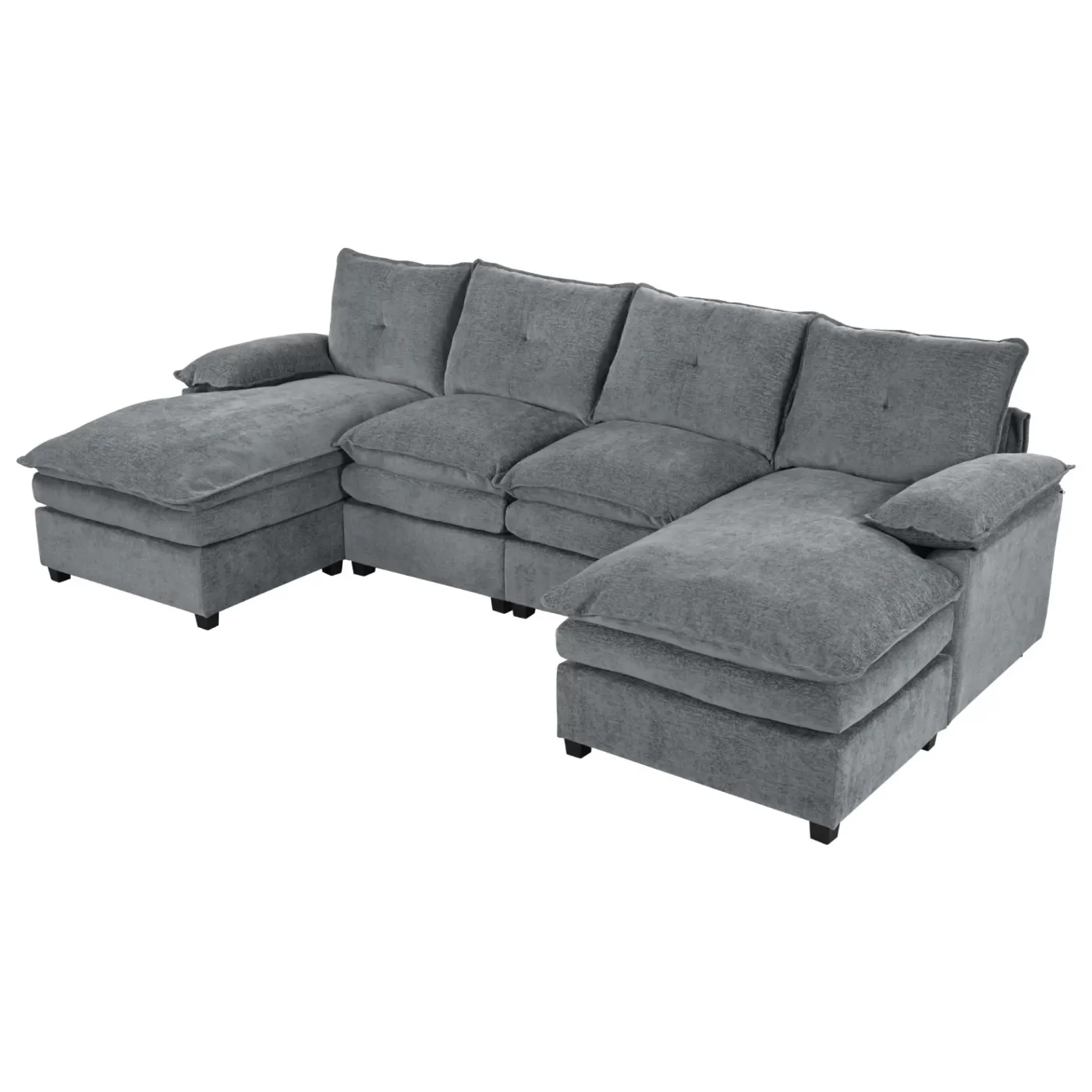 U_STYLE U-Shaped Chenille Sectional Sofa with Adjustable Armrest Pillows - Perfect for Living Rooms, Offices, and Spacious Spaces