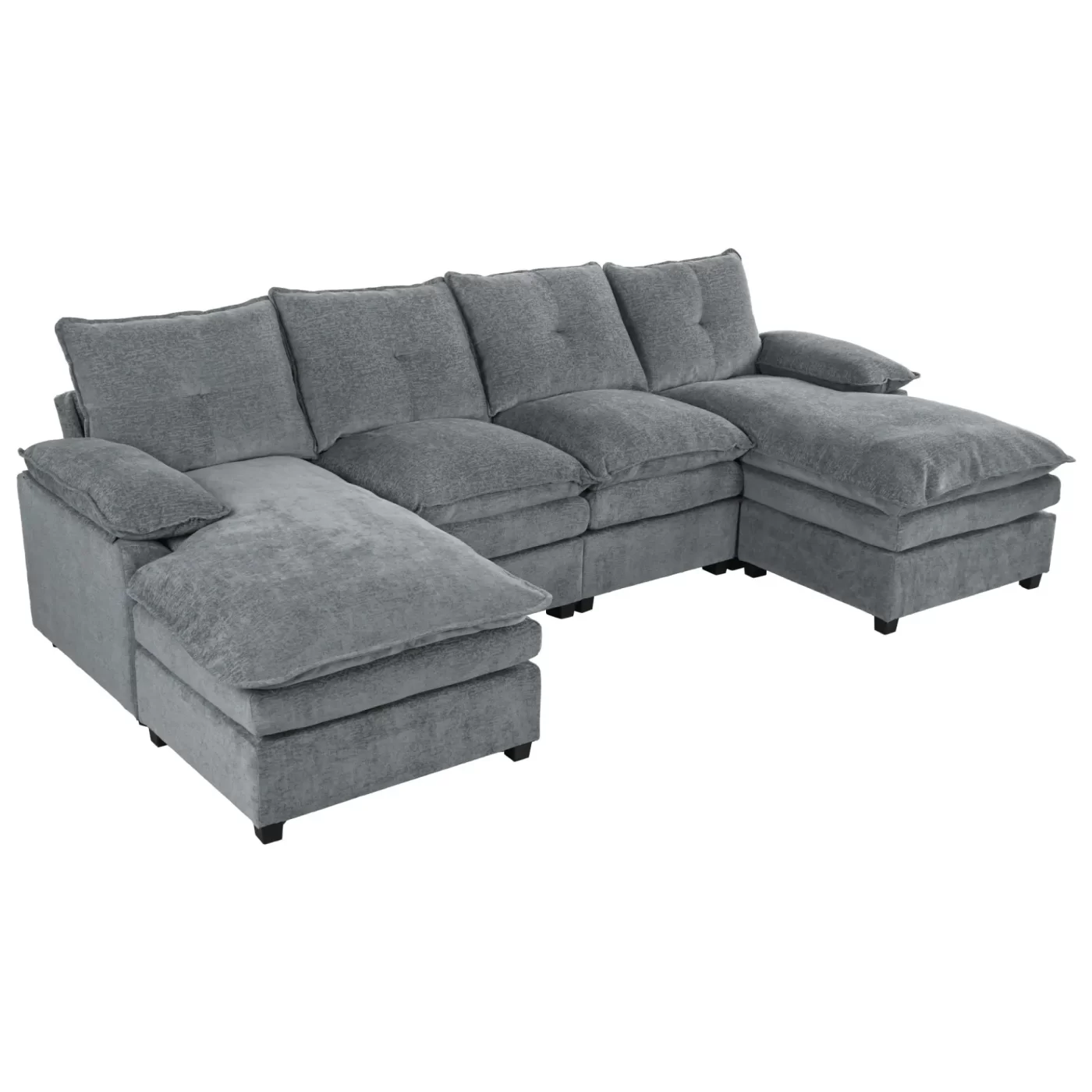 U_STYLE U-Shaped Chenille Sectional Sofa with Adjustable Armrest Pillows - Perfect for Living Rooms, Offices, and Spacious Spaces