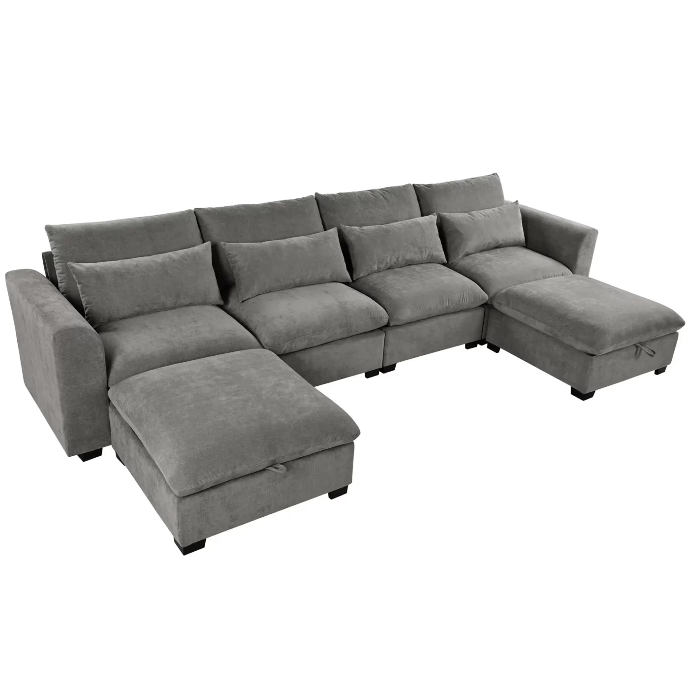 U-shaped Freely Transformable Modular Corner Sofa with Two Ottomans, Suitable for Living Rooms, Studies, Home Theaters, and More.