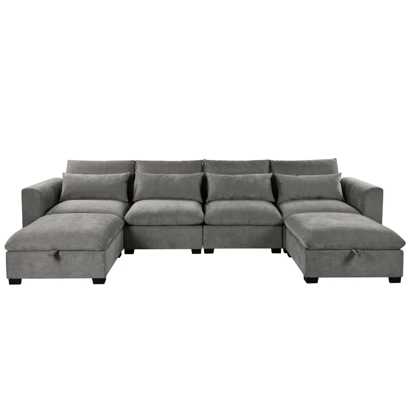 U-shaped Freely Transformable Modular Corner Sofa with Two Ottomans, Suitable for Living Rooms, Studies, Home Theaters, and More.