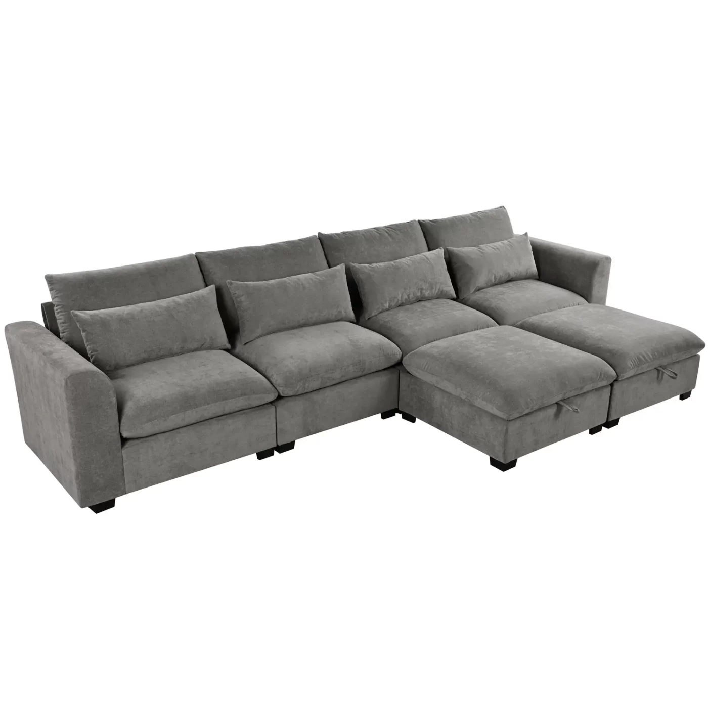 U-shaped Freely Transformable Modular Corner Sofa with Two Ottomans, Suitable for Living Rooms, Studies, Home Theaters, and More.