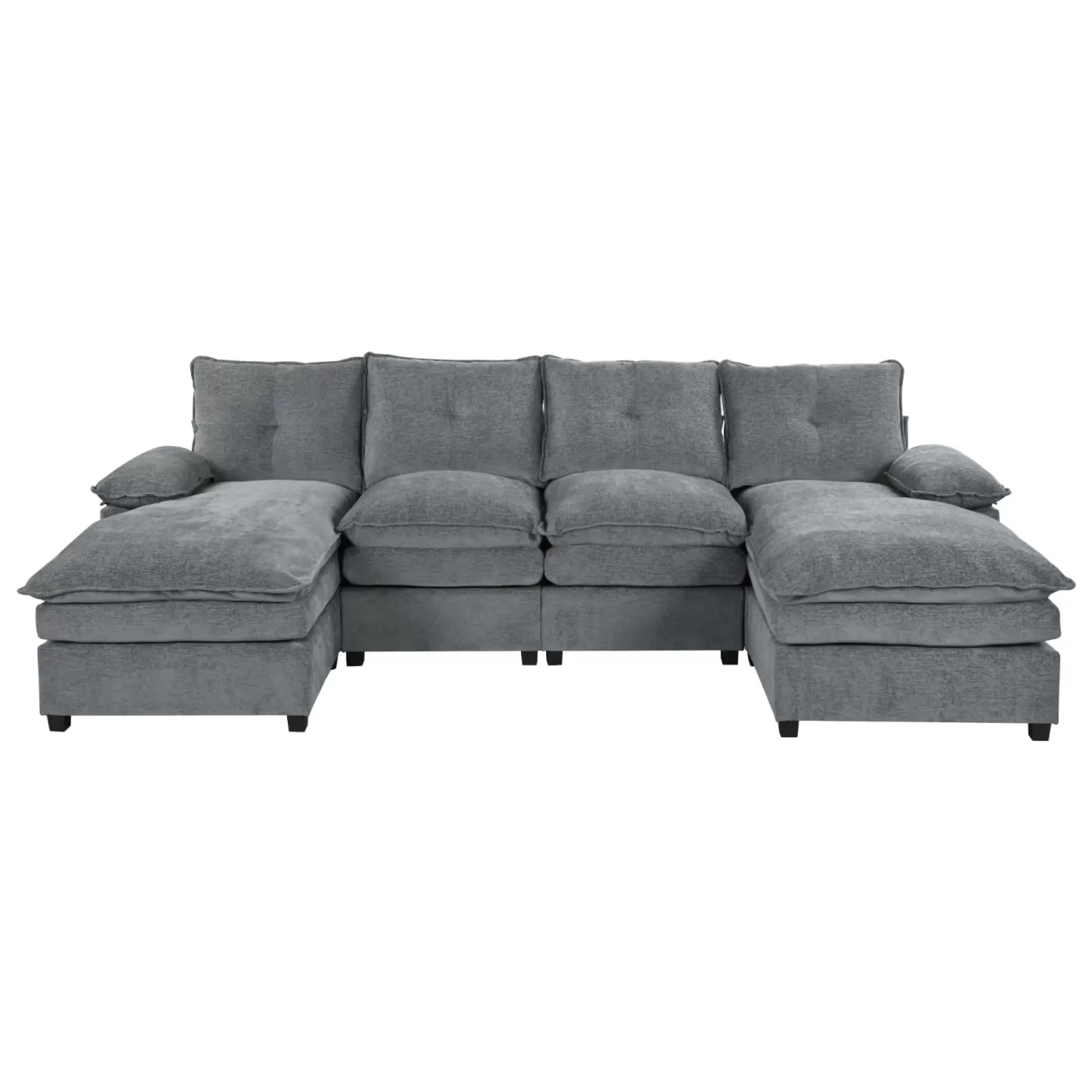 U_STYLE U-Shaped Chenille Sectional Sofa with Adjustable Armrest Pillows - Perfect for Living Rooms, Offices, and Spacious Spaces