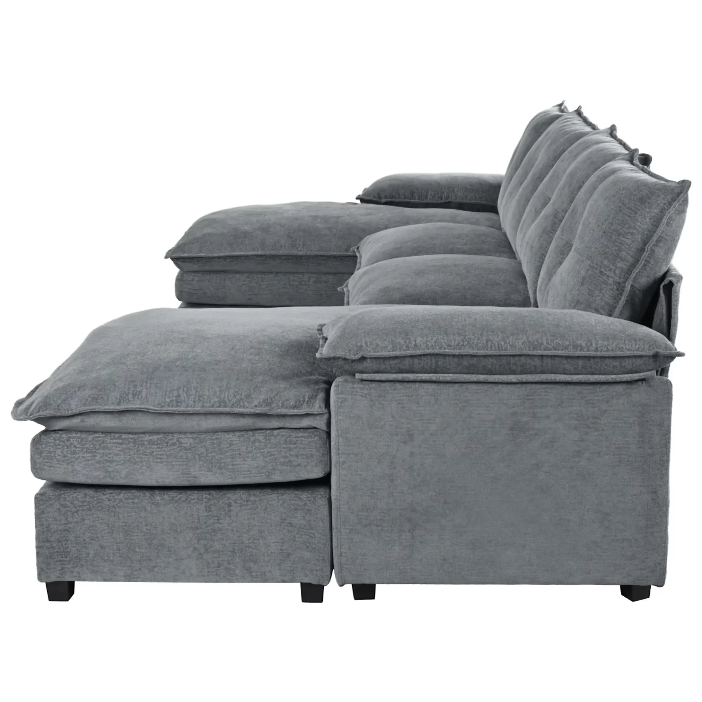 U_STYLE U-Shaped Chenille Sectional Sofa with Adjustable Armrest Pillows - Perfect for Living Rooms, Offices, and Spacious Spaces