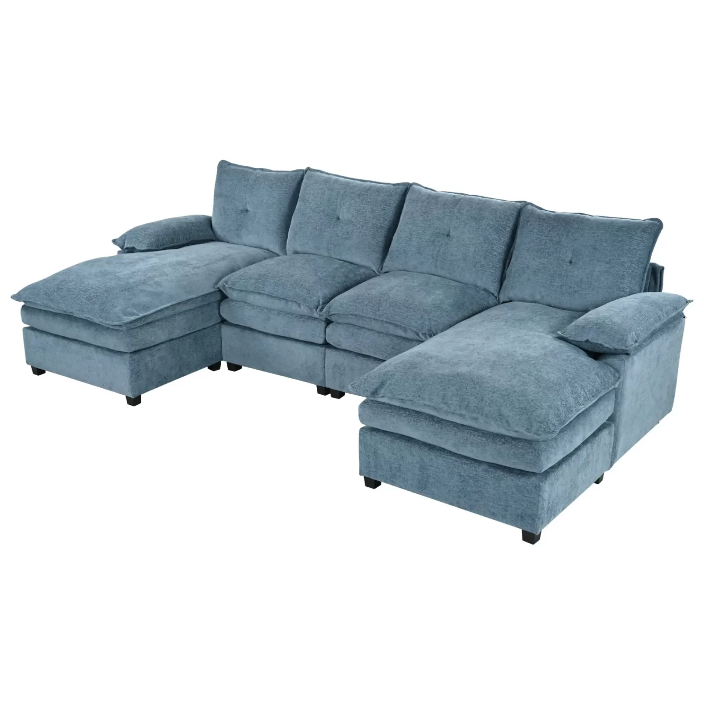 U_STYLE U-Shaped Chenille Sectional Sofa with Adjustable Armrest Pillows - Perfect for Living Rooms, Offices, and Spacious Spaces