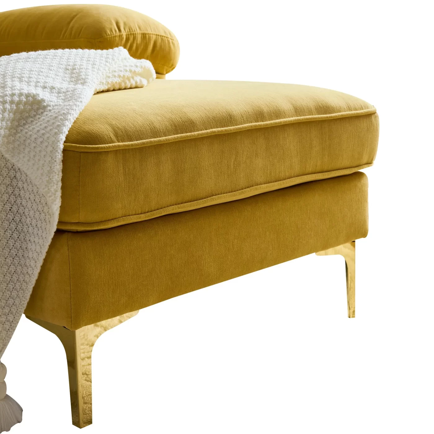 82.6' Modern Sectional Sofas Couches Velvet L-Shaped Couches for Living Room, Bedroom, Yellow