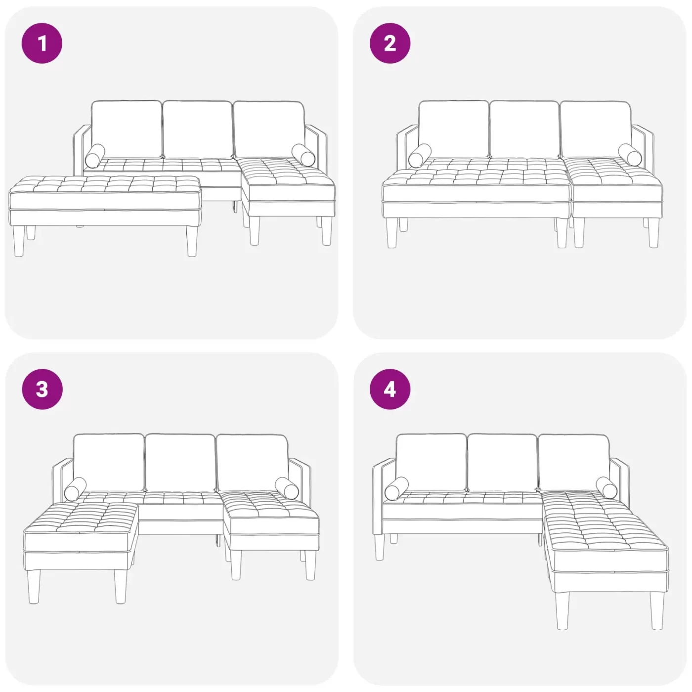 vidaXL Garden Sofa with Bench and Cushions L-Shaped Light Grey Velvet