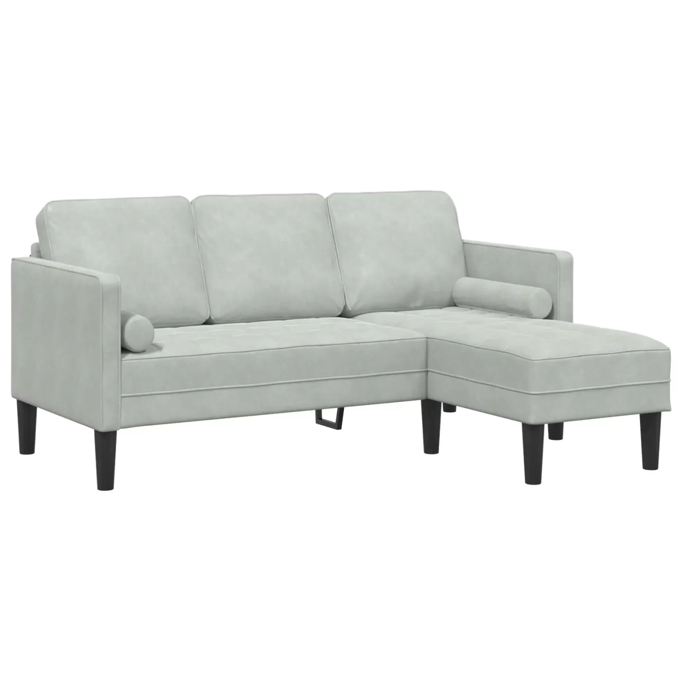 vidaXL Garden Sofa with Bench and Cushions L-Shaped Light Grey Velvet