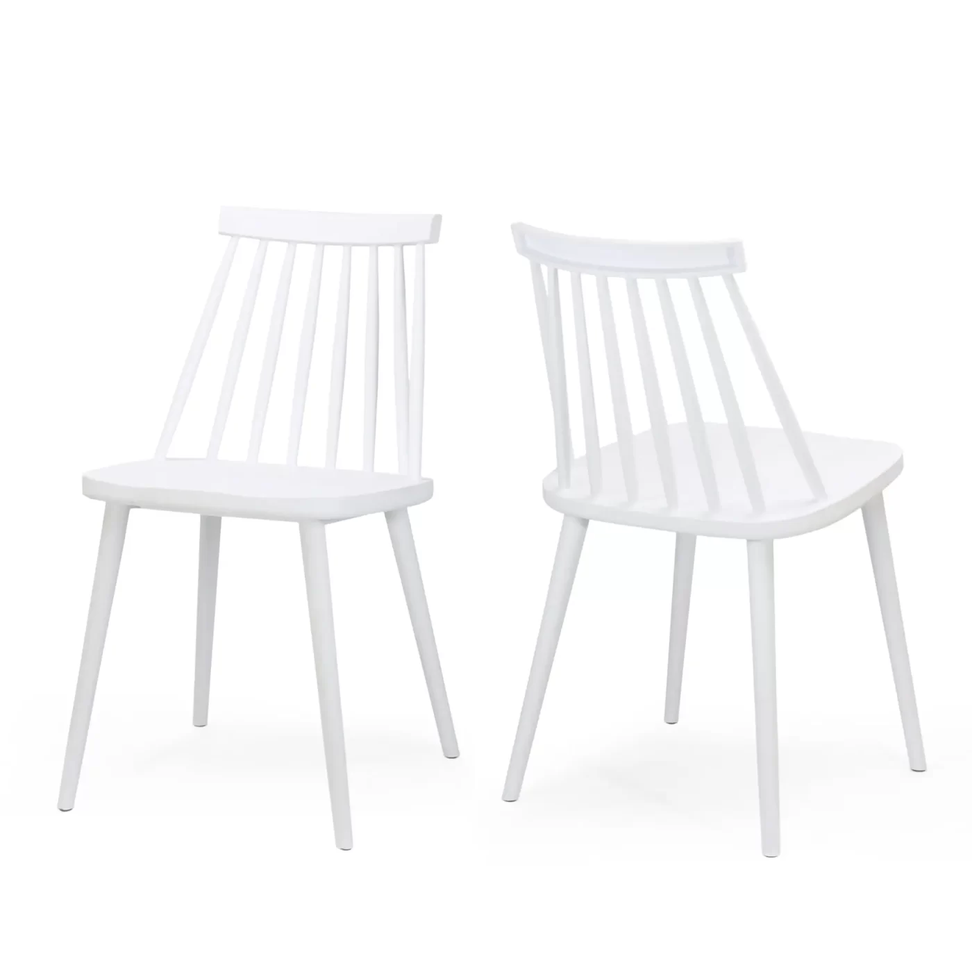 Farmhouse Spindle Back Dining Chairs, Set of 2, White