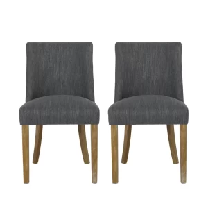 Versatile Dining Chair with Classic Comfort in Charcoal Fabric, 25 x 20 x 35 inches