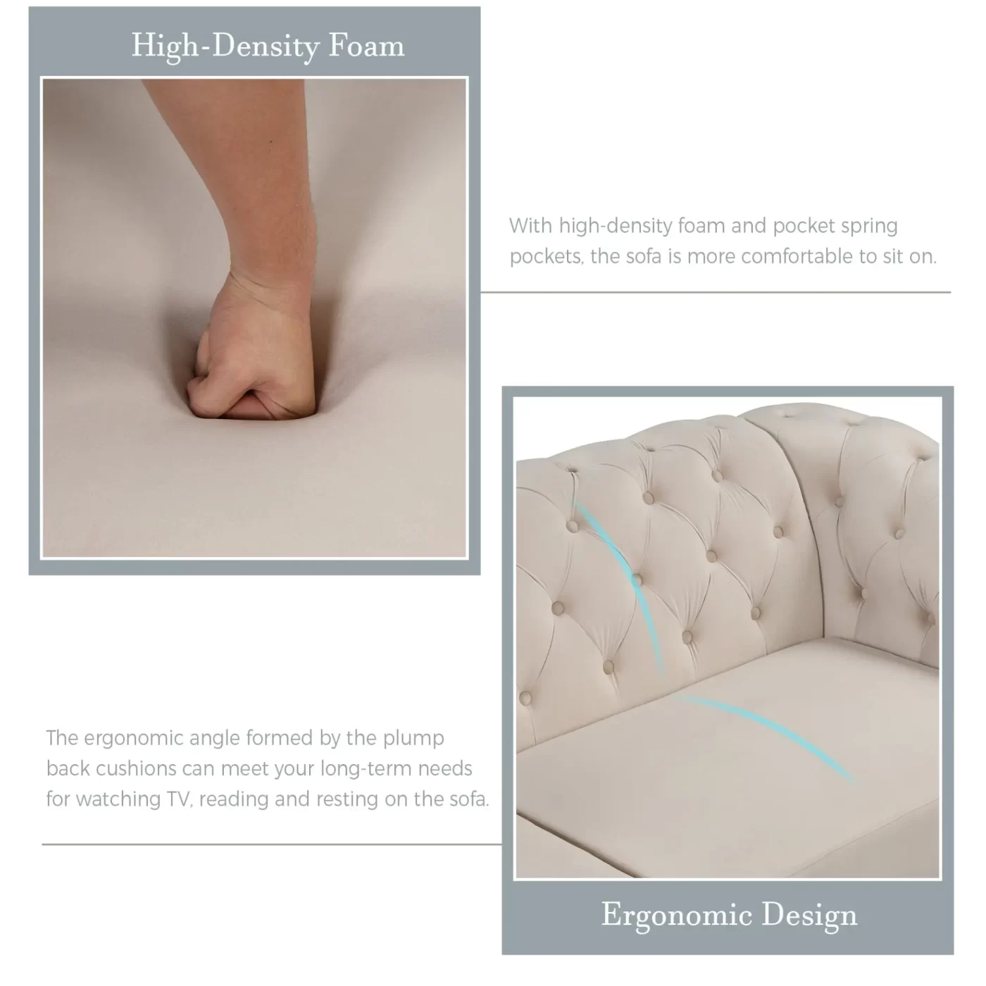 64.3' Velvet Upholstered Loveseat Sofa,Modern Loveseat Sofa with Thick Removable Seat Cushion,2-Person Loveseat Sofa Couch for Living Room,Bedroom,or Small Space,Beige