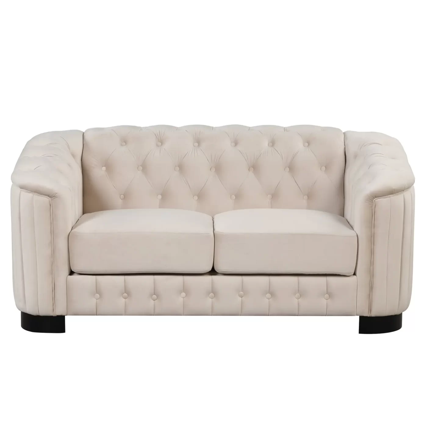 64.3' Velvet Upholstered Loveseat Sofa,Modern Loveseat Sofa with Thick Removable Seat Cushion,2-Person Loveseat Sofa Couch for Living Room,Bedroom,or Small Space,Beige