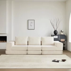 108'' Modular Sectional 3-Seater Cloud Sofa,Corduroy Convertible Sofa Bed