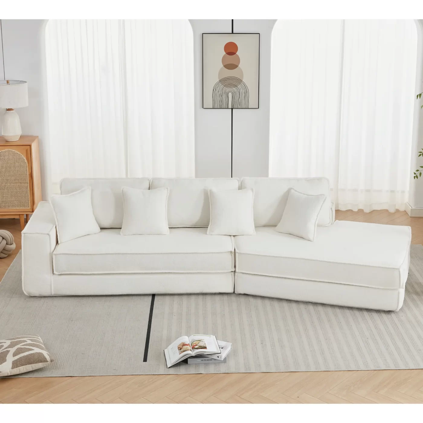 Folding Convertible Out Sleeper Sofa Bed,2-in-1, Combination Convertible Sofa,3 seat, Upholstered,Fold Out Floor Gaming Sofa Bed , Lamb Velvet Fabric,Living Room,Beige