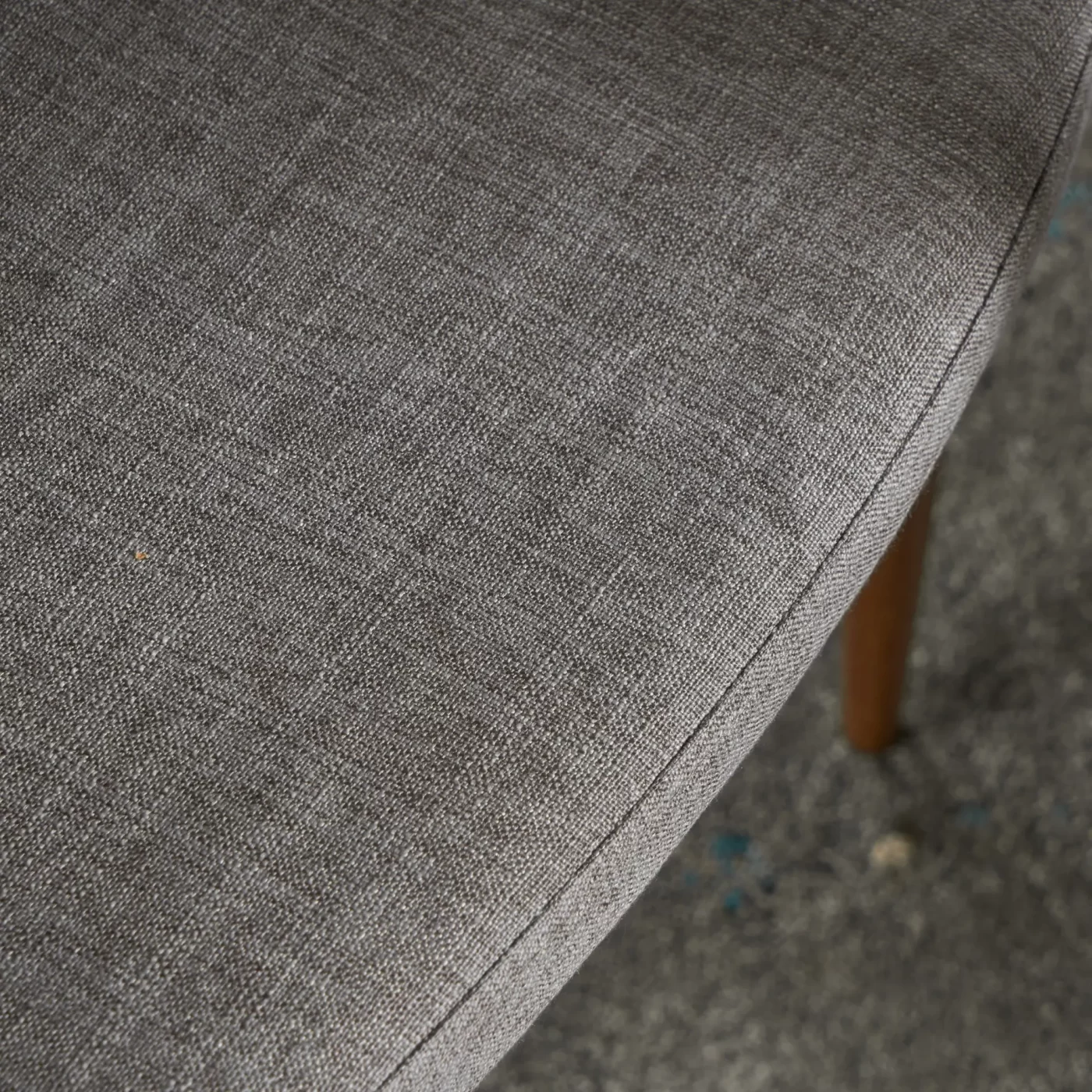 Elegant Dining Chair with Contoured Support in Light Grey Fabric and Wood Finish Metal Frame