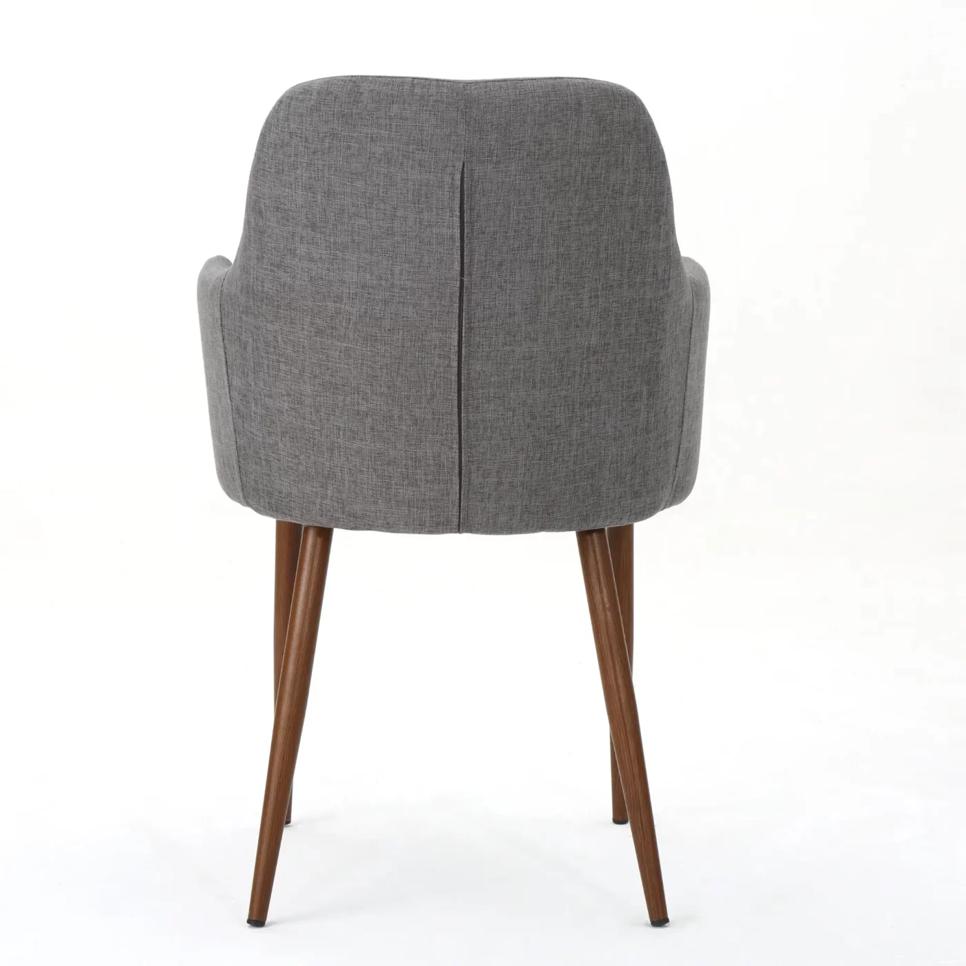 Elegant Dining Chair with Contoured Support in Light Grey Fabric and Wood Finish Metal Frame