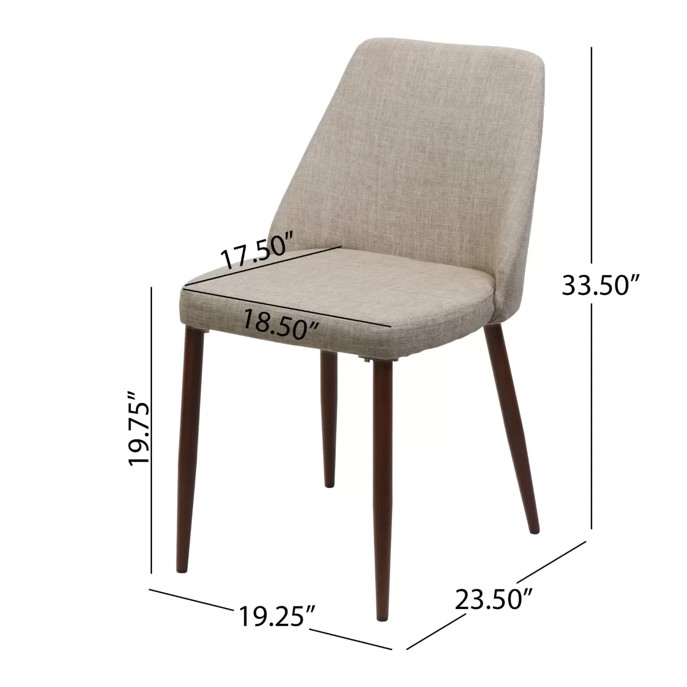 Modern Dining Chair with Wood Finish Iron Legs in Wheat Fabric