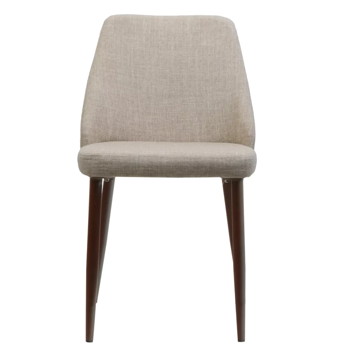 Modern Dining Chair with Wood Finish Iron Legs in Wheat Fabric