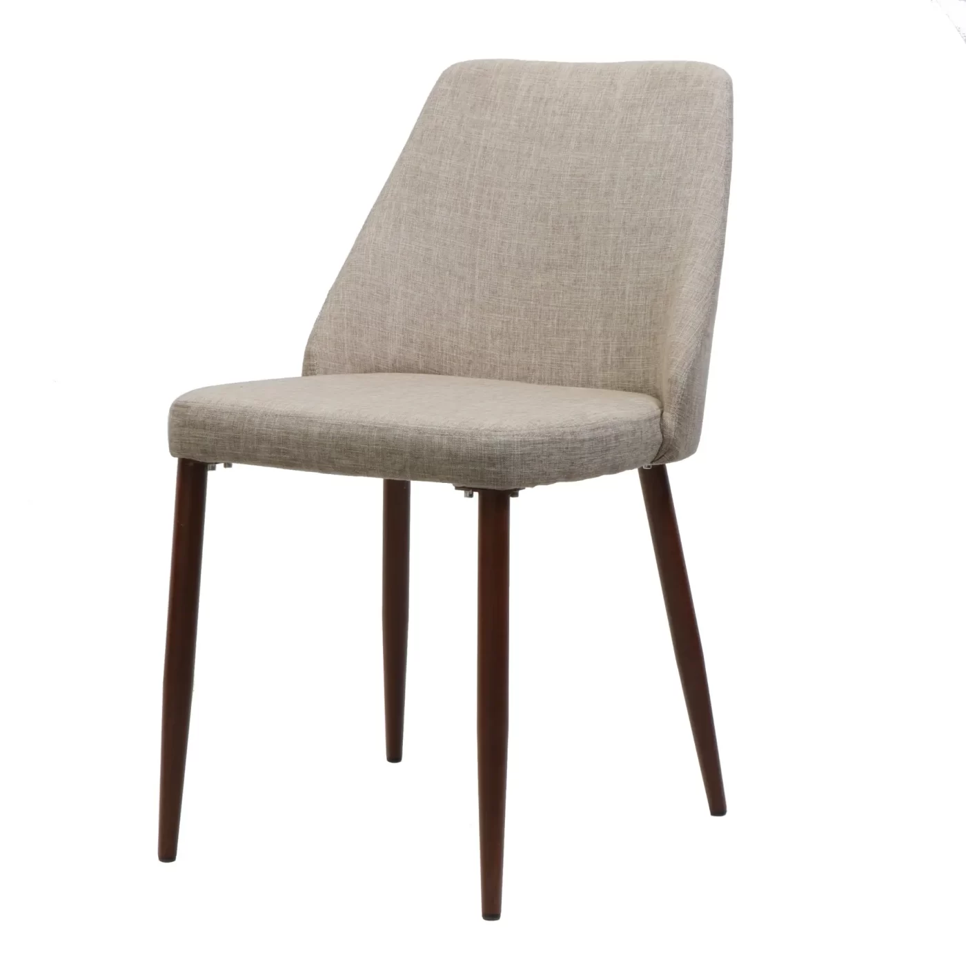 Modern Dining Chair with Wood Finish Iron Legs in Wheat Fabric