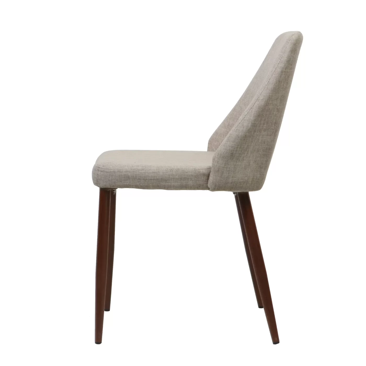 Modern Dining Chair with Wood Finish Iron Legs in Wheat Fabric