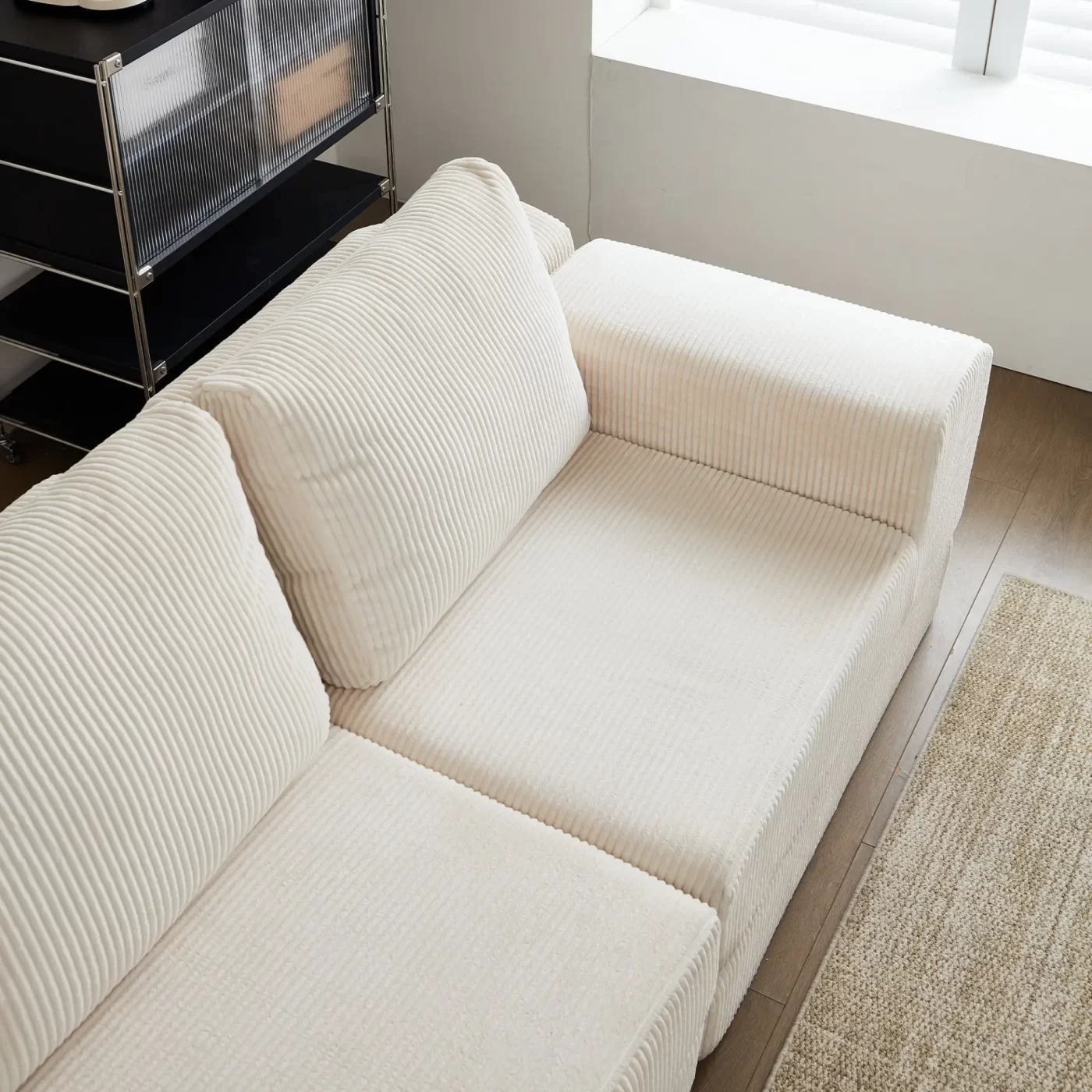 108'' Modular Sectional 3-Seater Cloud Sofa,Corduroy Convertible Sofa Bed