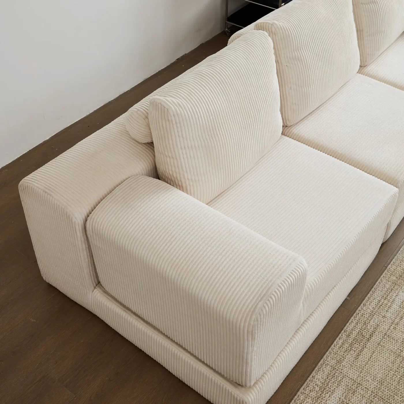 108'' Modular Sectional 3-Seater Cloud Sofa,Corduroy Convertible Sofa Bed